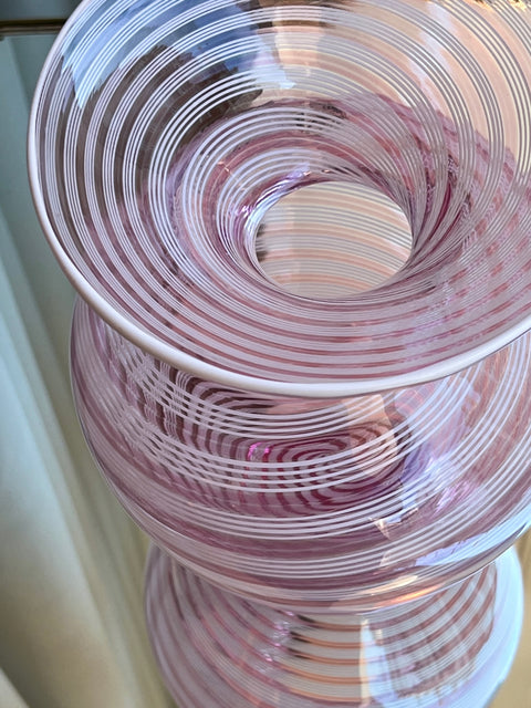 Vintage pink swirl Murano vase