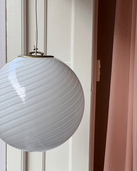 Vintage Murano white swirl ceiling lamp (D40)