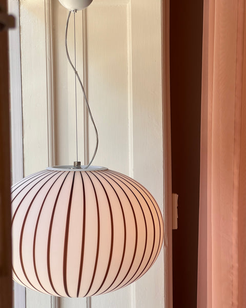 Vintage Murano vertical striped pattern oval ceiling lamp (D45)