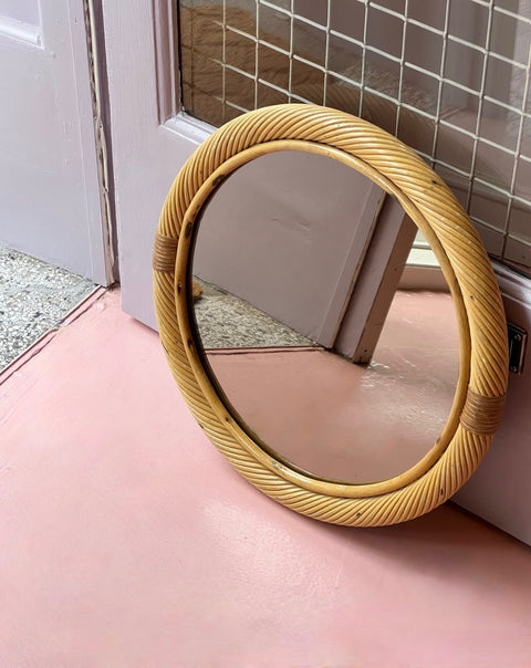 Vintage Italian rattan Mirror