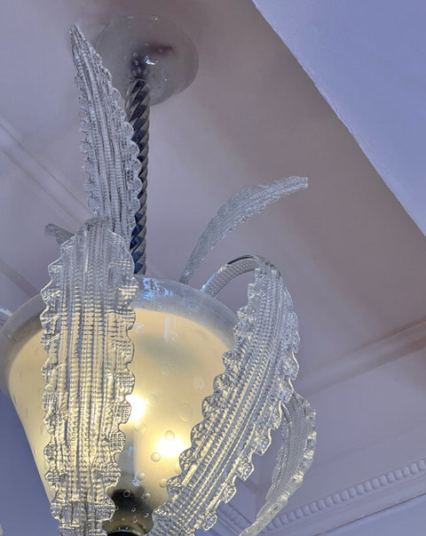 Barovier and Toso classic Murano glass leaves chandelier