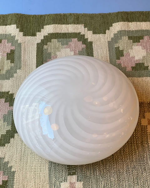 Large vintage Murano white swirl ceiling/wall lamp (D43)