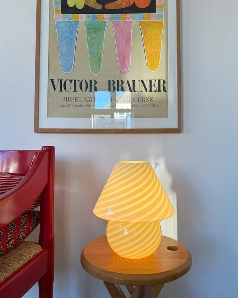 Mushroom table lamp - Pistachio swirl