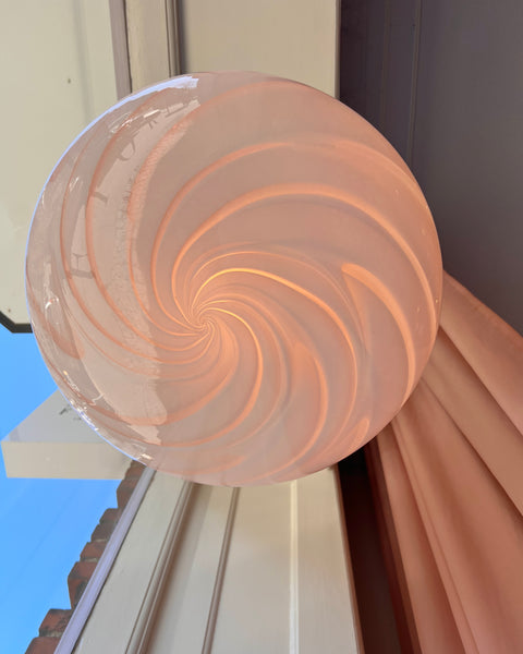 Vintage Murano oval light pink swirl ceiling lamp (D40)