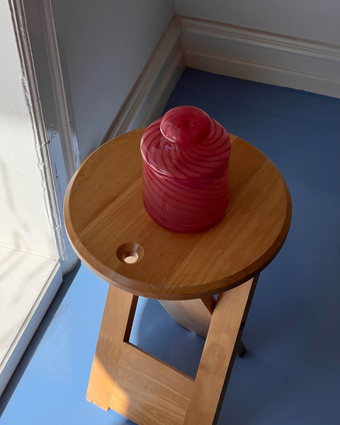 Vintage pink swirl Murano bonbonniere