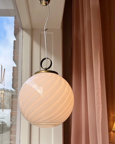 Vintage white swirl / clear Murano ceiling lamp (D40)