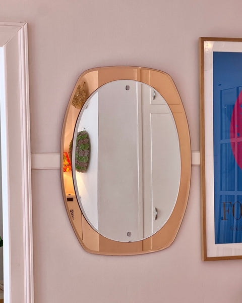 Vintage oval rosegold Italian mirror