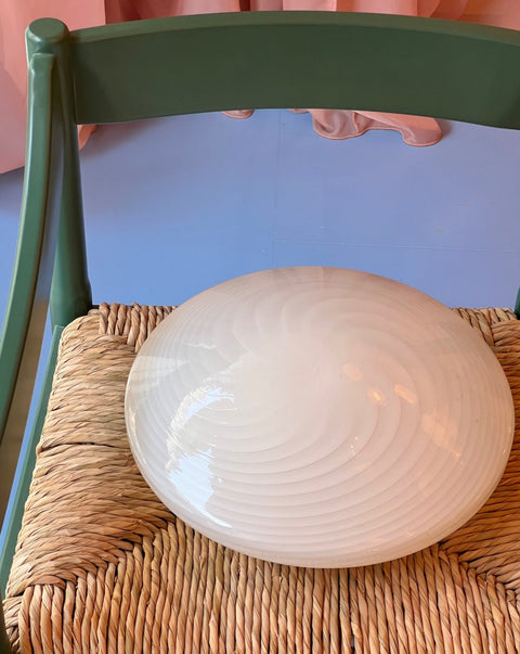 Vintage Murano white swirl ceiling/wall lamp (D34)
