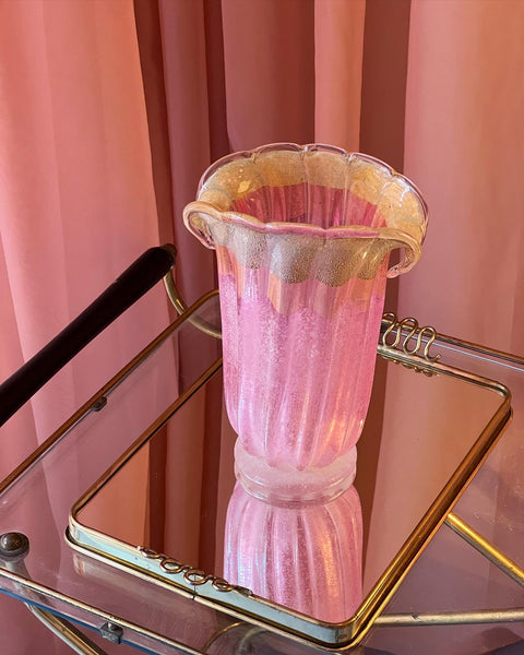 Vintage pink/golden Murano vase