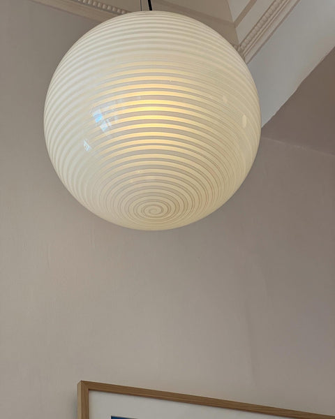 Vintage Murano white spiral ceiling lamp (D40)