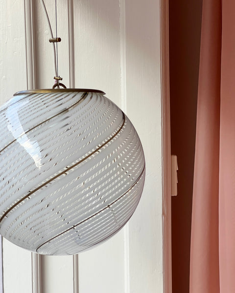 Vintage Murano white/brown/transparent ceiling lamp (D35)