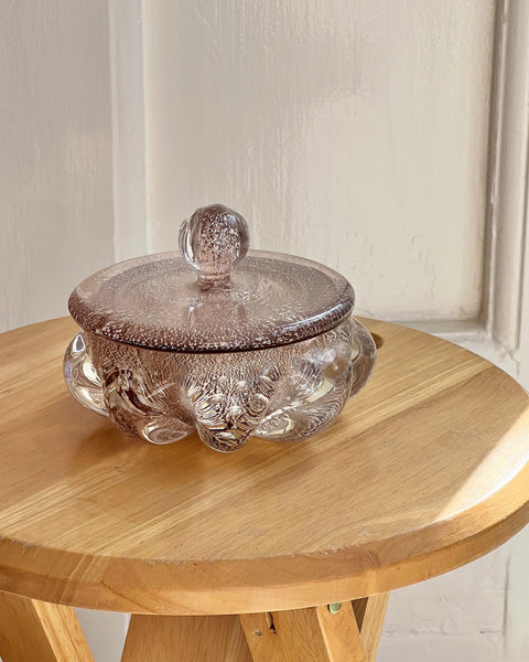 Vintage clear/silver/brown Murano bonbonniere