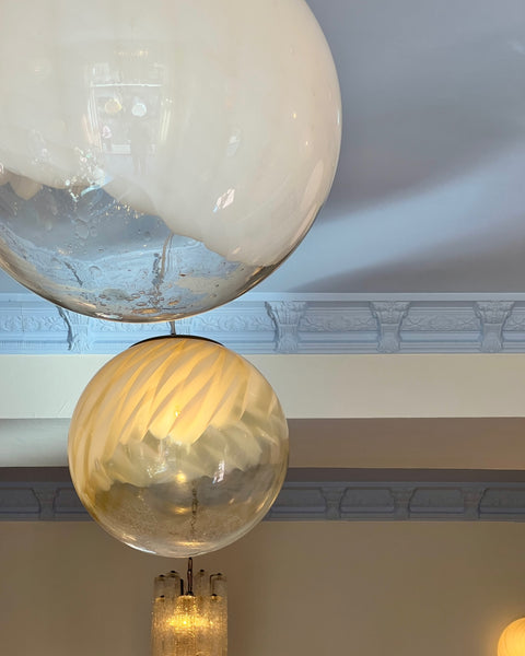 Vintage golden/cream clear Murano ceiling lamp (D45)