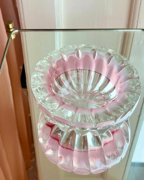 Vintage opal pink/clear Murano bowl