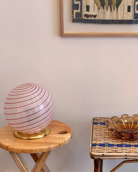 Vintage red/white Murano table lamp