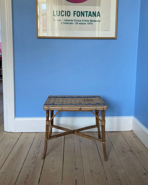 Vintage small rattan side table