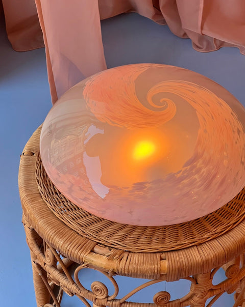 Vintage Murano pink swirl ceiling/wall lamp (D40)