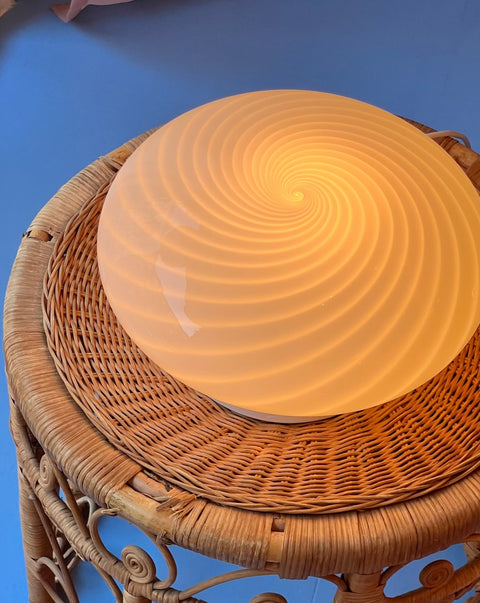 Vintage Murano white swirl ceiling/wall lamp (D28)