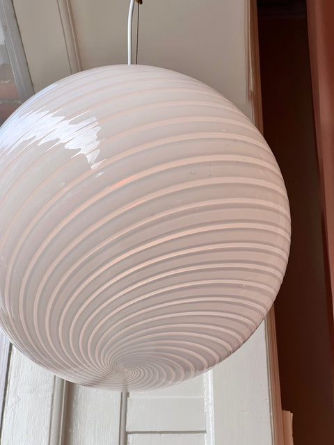 Vintage Murano white swirl ceiling lamp (D40)