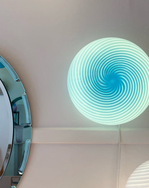 Vintage Murano blue swirl ceiling/wall lamp