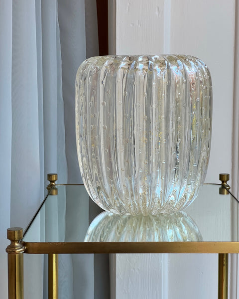 Large vintage clear/golden Murano vase
