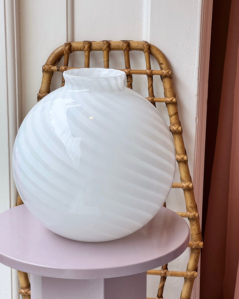 Round vintage white swirl Murano vase