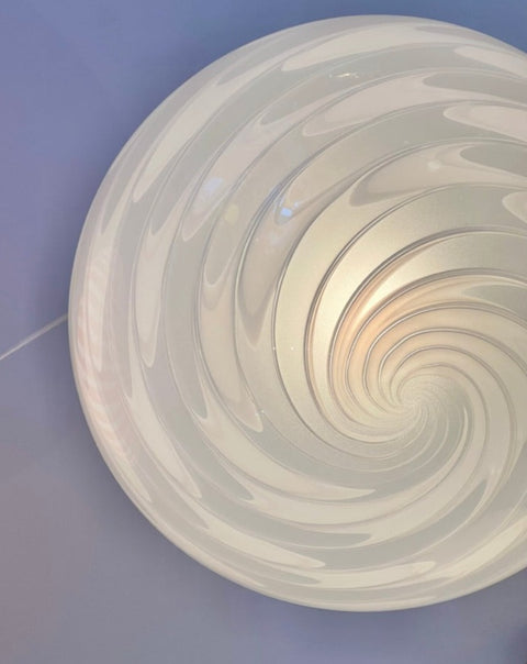 Vintage Murano white pattern oval ceiling lamp (D35)