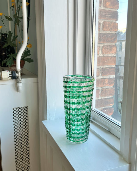 Vintage green Murano vase