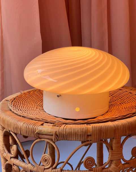 Vintage Murano white swirl ceiling/wall lamp (D28)