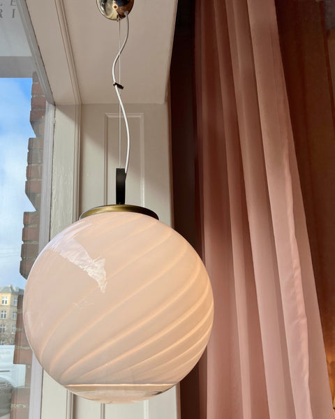 Vintage white swirl / clear Murano ceiling lamp (D40)