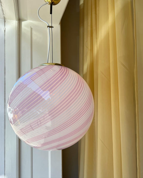 Vintage Murano pink swirl ceiling lamp (D40)
