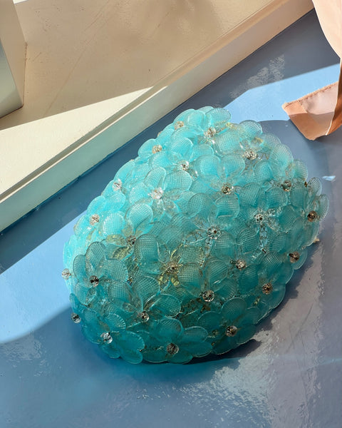 Vintage blue Murano flower wall lamp