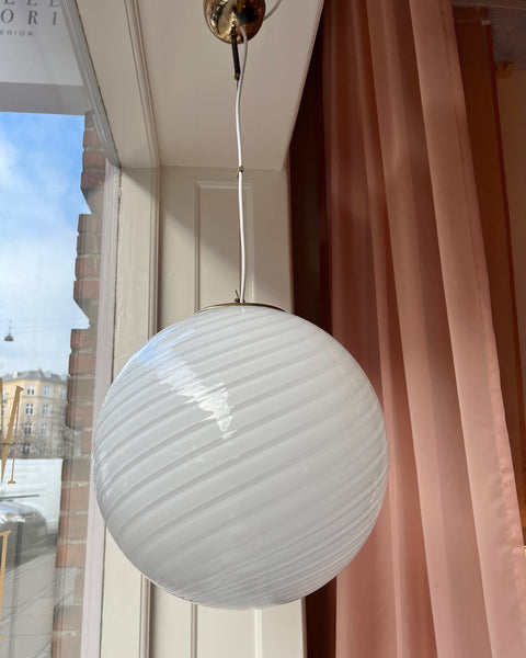 Vintage Murano white swirl ceiling lamp (D40)