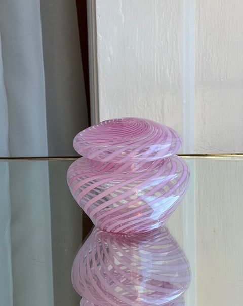 Vintage pink swirl Murano bonbonniere