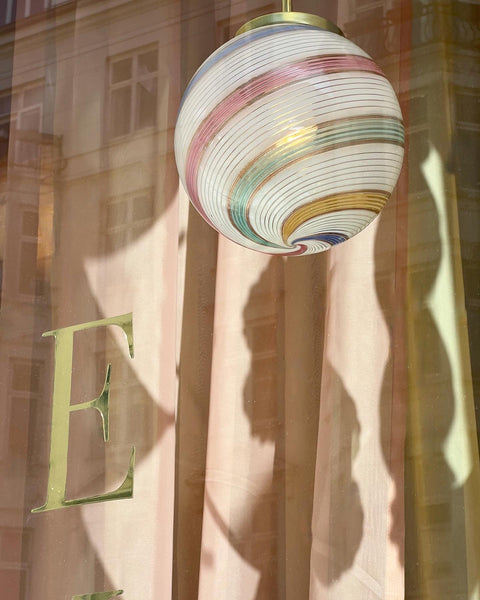 Vintage Murano multi-coloured swirl ceiling lamp