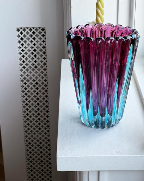 Vintage turquoise/purple Murano vase