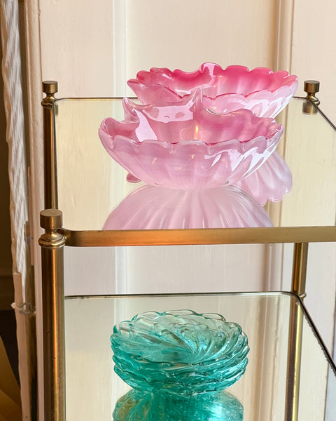 Vintage opal pink Murano shell bowl