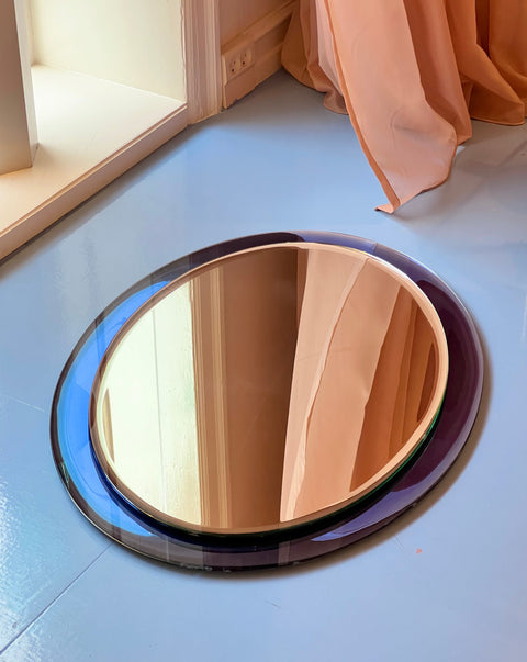 Large vintage Italian mirror with blue mirror frame