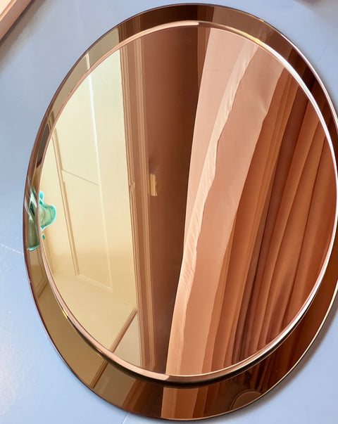 Large vintage Italian mirror with narrow golden brown mirror frame