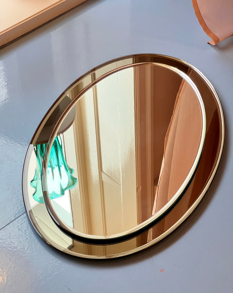 Vintage Italian mirror with golden brown mirror frame