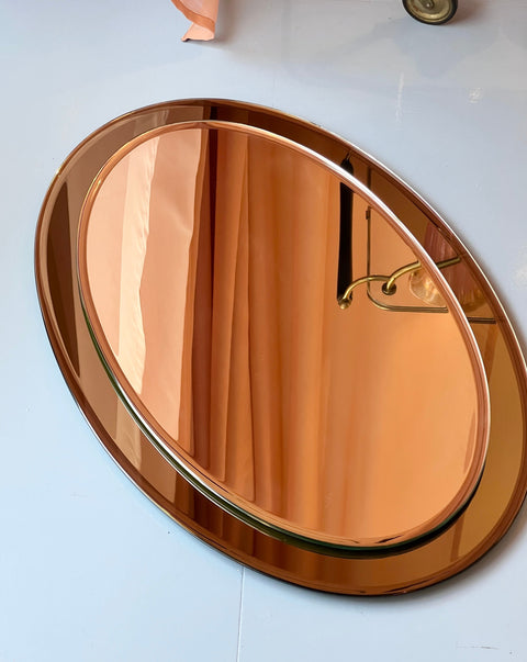 Vintage Italian mirror with golden brown mirror frame