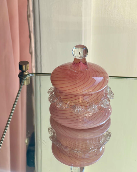 Vintage peach swirl Murano bonbonniere