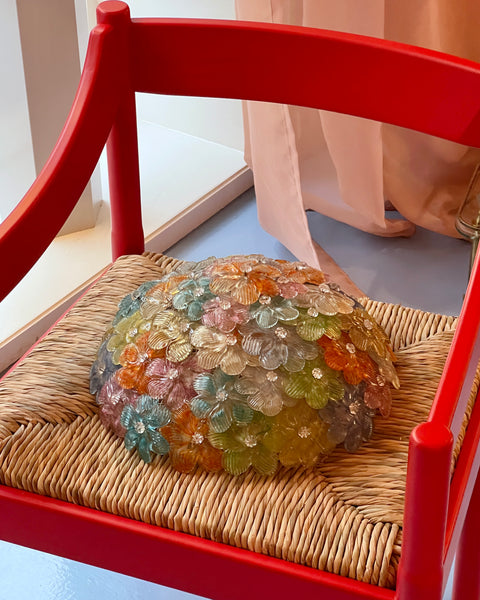 Vintage multi-coloured Murano flower ceiling/wall lamp (D33)