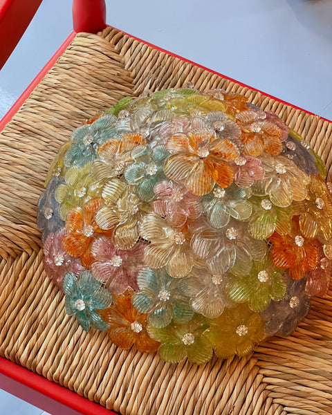 Vintage multi-coloured Murano flower ceiling/wall lamp (D33)