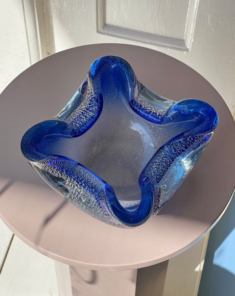 Vintage blue/silver Murano bowl