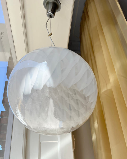 Vintage Murano white/clear Anemone ceiling lamp