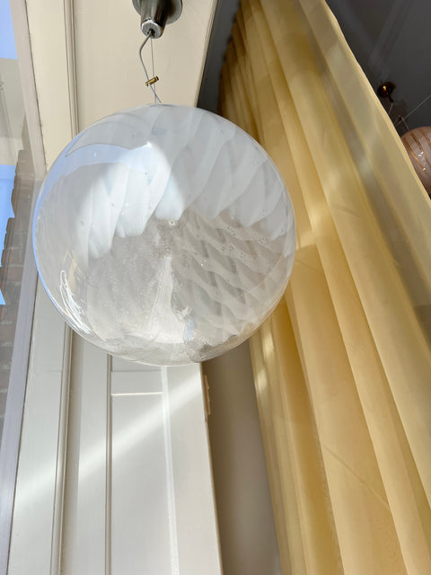 Vintage Murano white/clear Anemone ceiling lamp