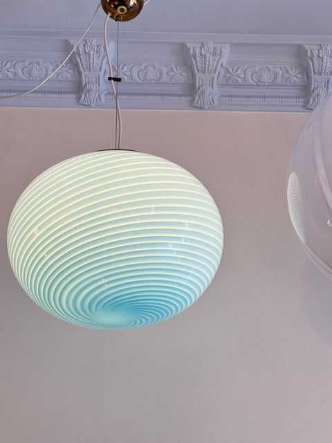 Vintage Murano oval blue swirl ceiling lamp
