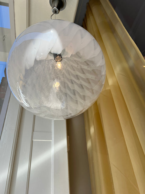 Vintage Murano white/clear Anemone ceiling lamp