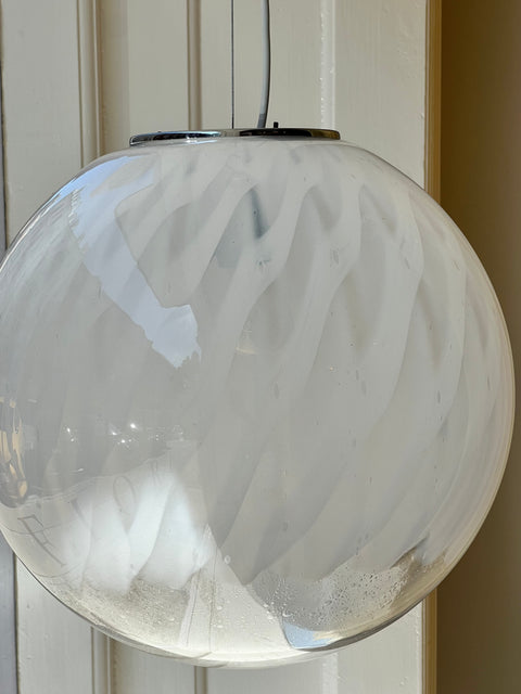 Vintage Murano white/clear Anemone ceiling lamp